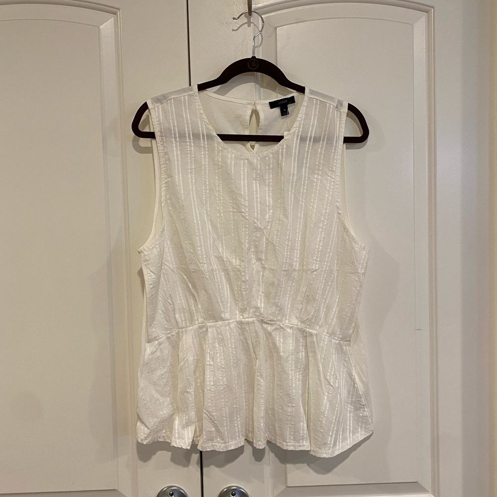 -J. Crew White Cotton Striped Tank